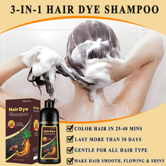 TYAYW Chestnut Brown Hair Dye Shampoo packaging with gloves for mess-free use.