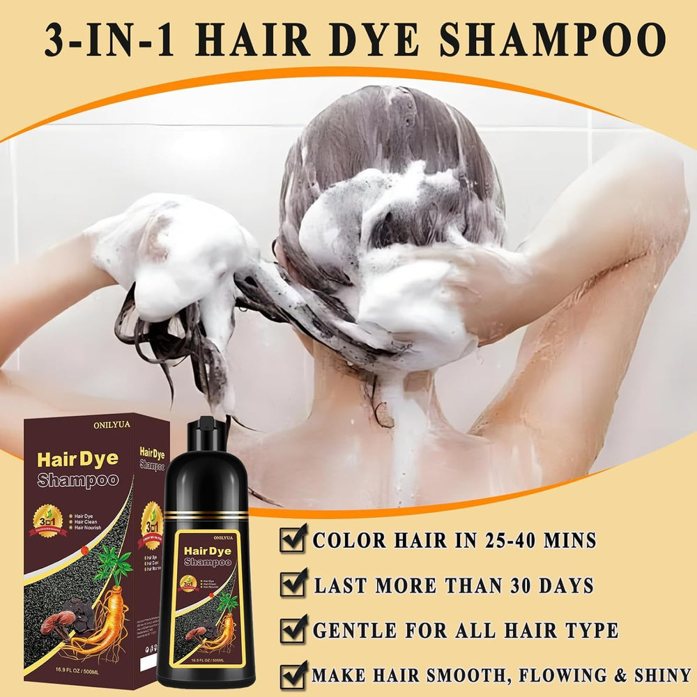 TYAYW Wine Red Hair Dye Shampoo spreading color across strands for vibrant coverage