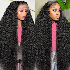 Tyiu 30-inch deep wave lace front wig cap showing smooth natural blend.