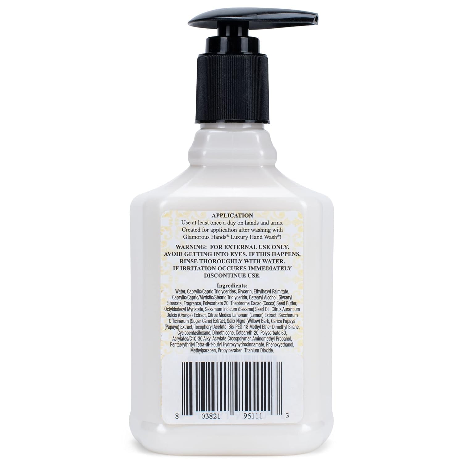 Tyler Candle Co Diva hand lotion label closeup highlighting fragrance