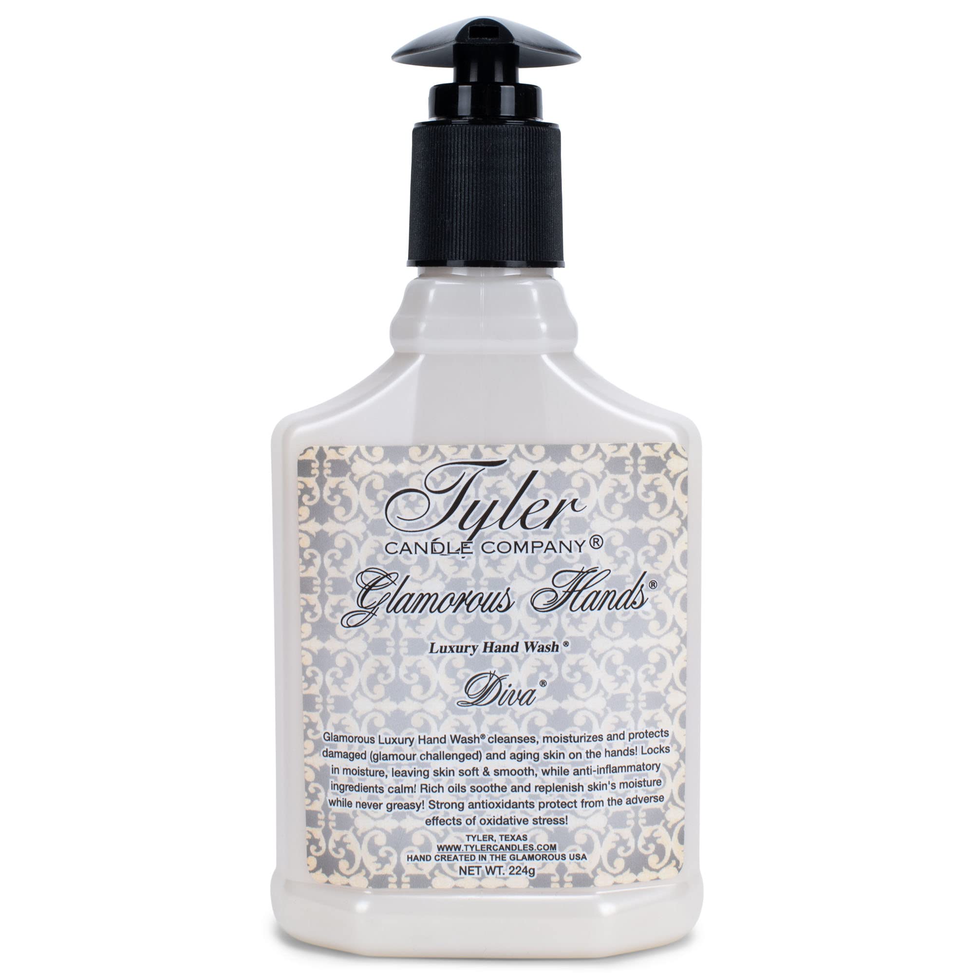 Tyler Candle Company Diva Hand Wash bottle delivers luxurious nourishment and soft hands.
