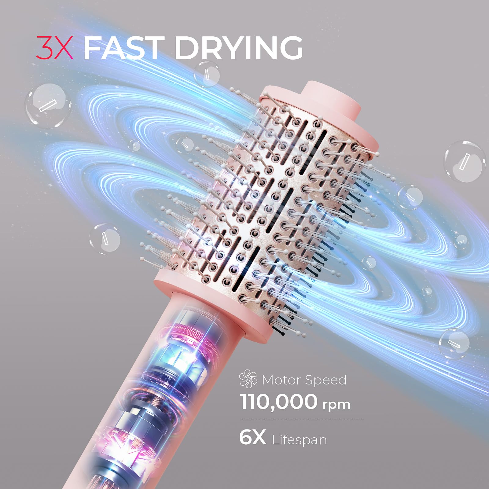 TYMO 3.0 demonstrates 3x faster drying with powerful airflow for efficient mornings.