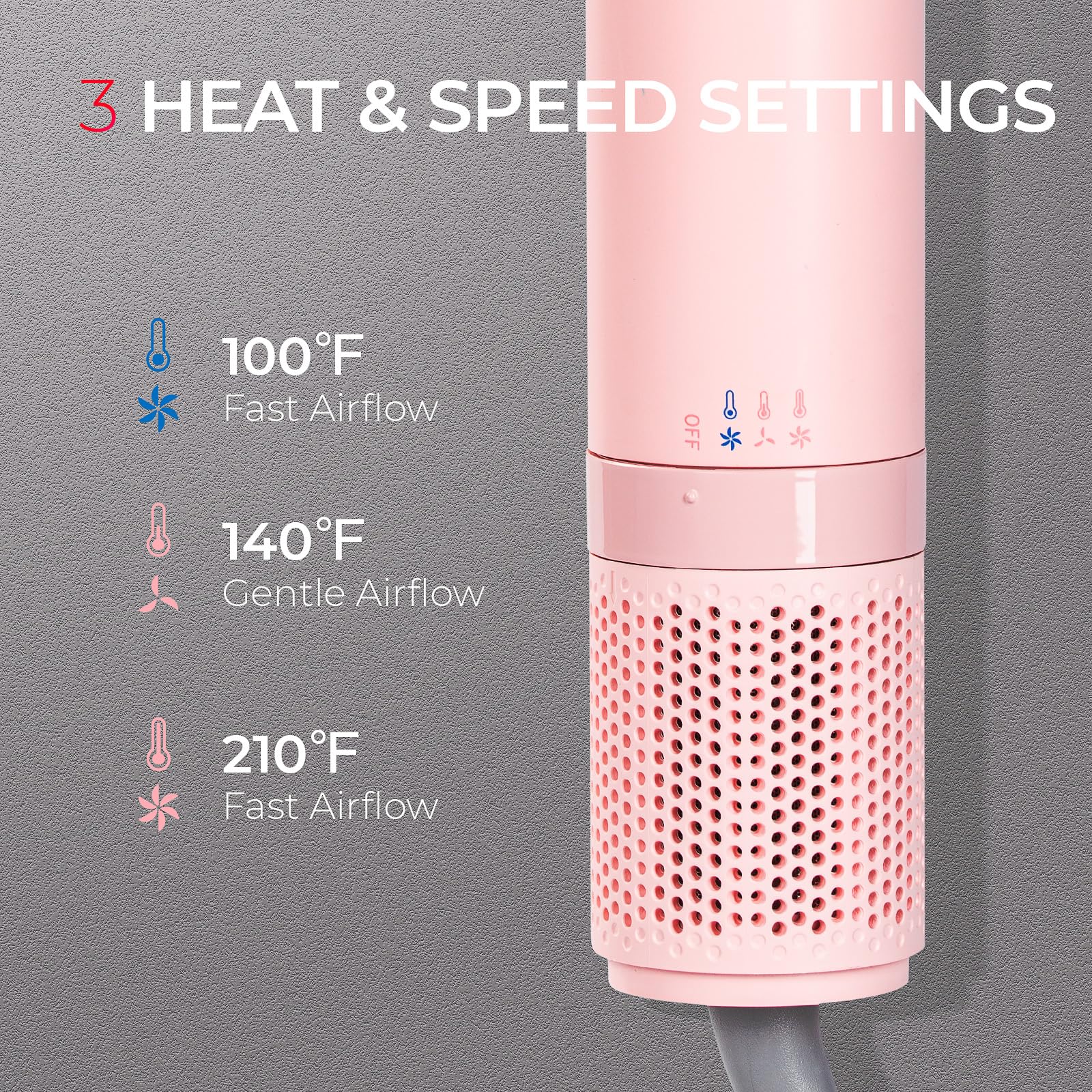 TYMO 3.0 pink ergonomic handle supports comfortable, controlled styling sessions.