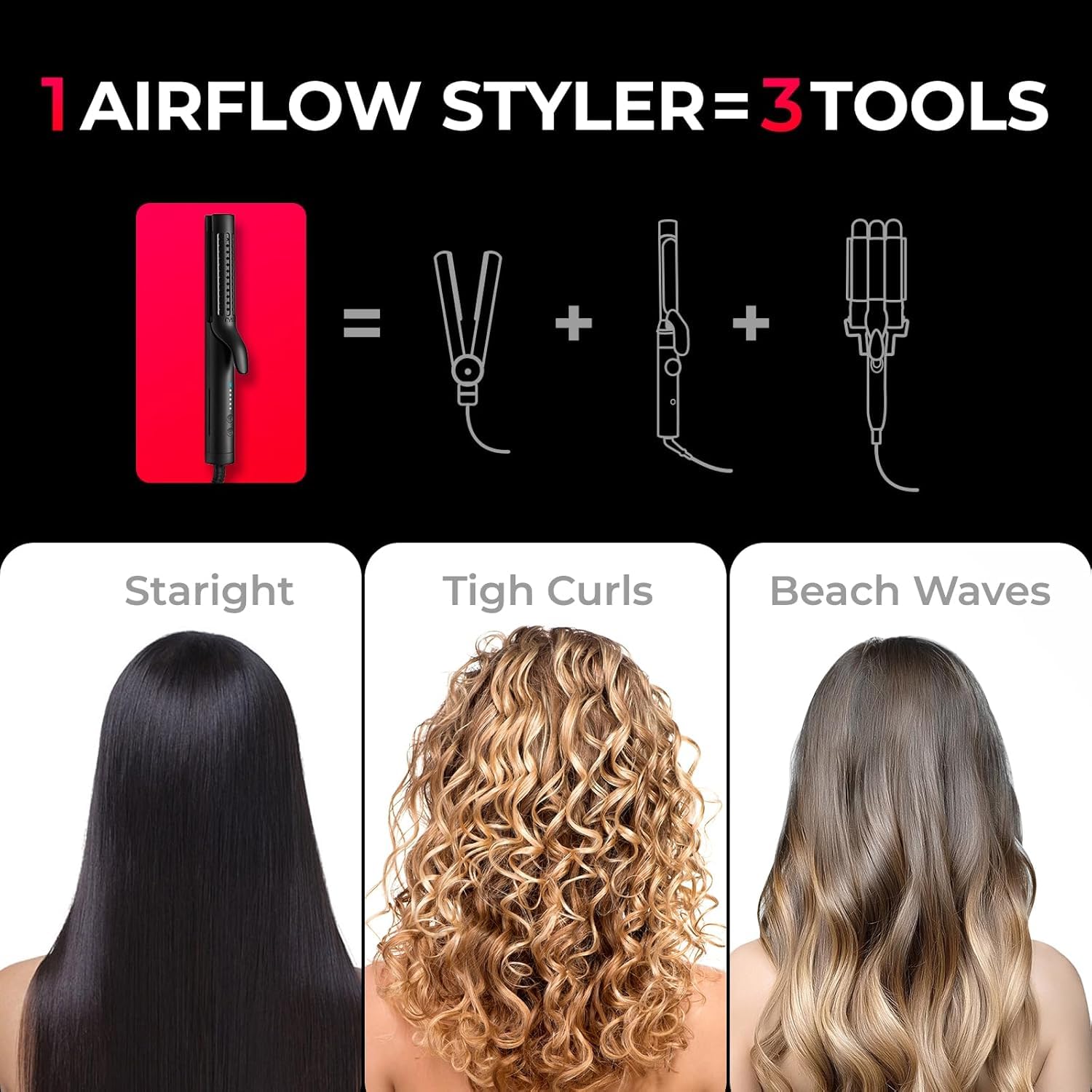 TYMO Airflow 2.0 anti-tangle silicone tips prevent snags during curls