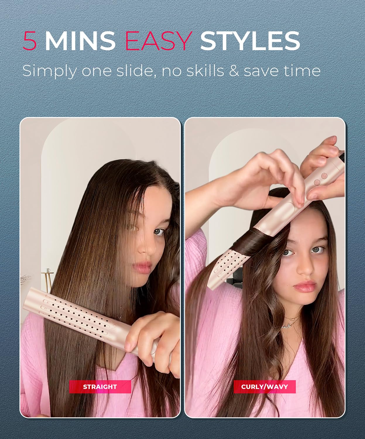 TYMO Airflow 2.0 curling iron 3D floating plates reduce snagging during styling