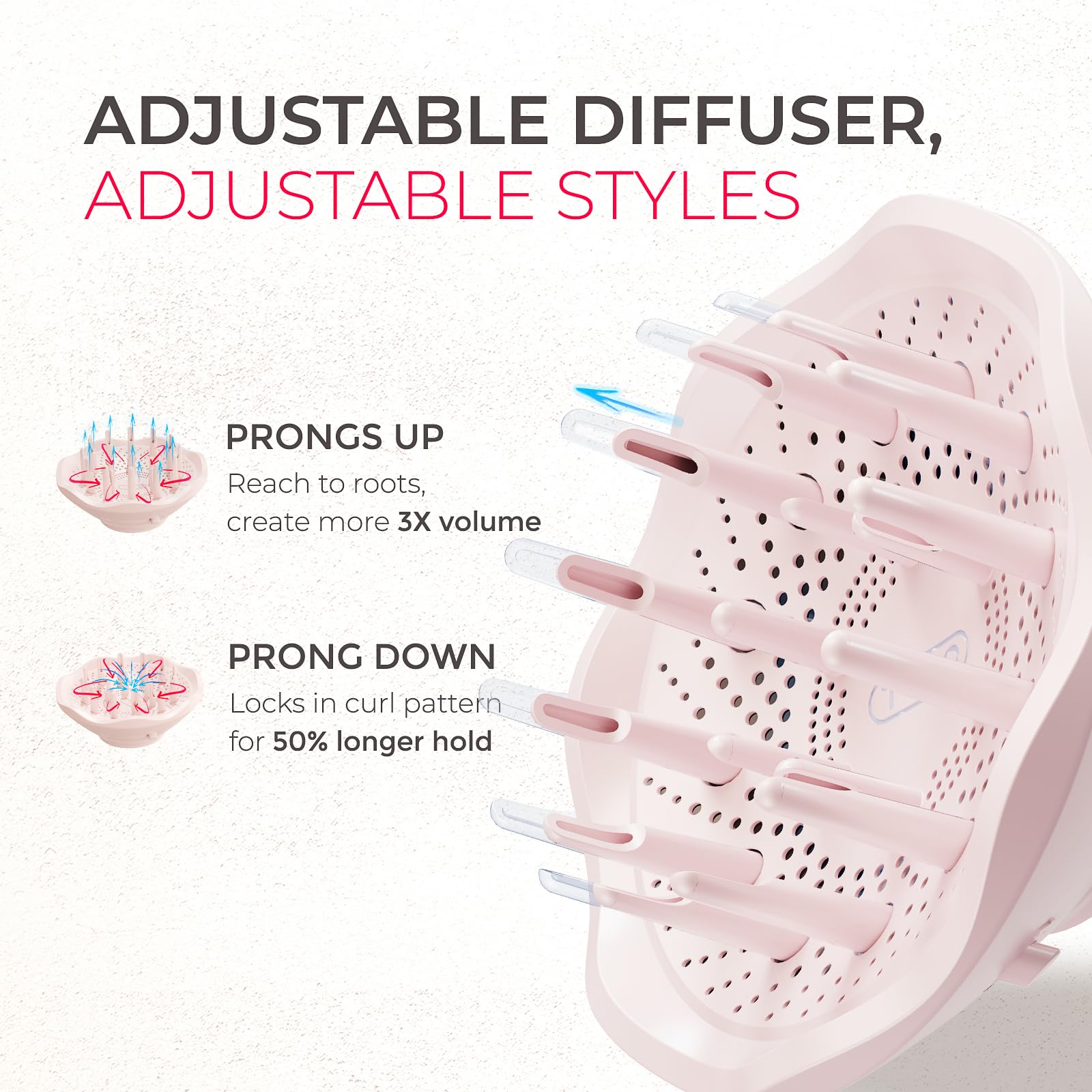 TYMO AIRHYPE Compact comb nozzle aids detangling during blowouts.