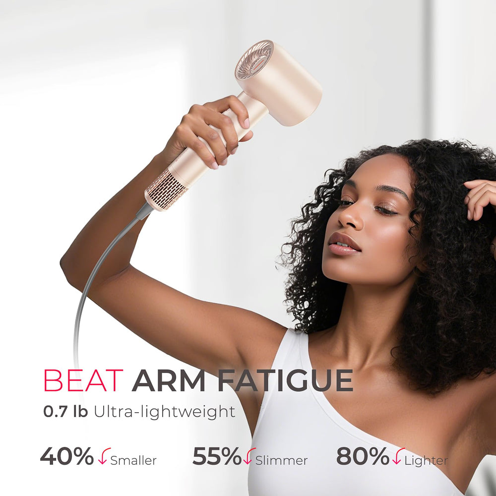 TYMO AIRHYPE Compact hair blowout straight look showcases salon-like results.