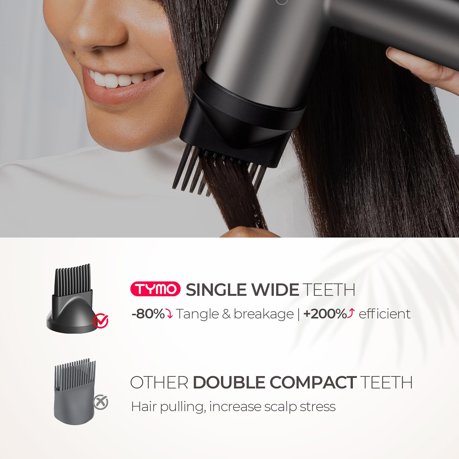 TYMO AIRHYPE Lite Turbo Airflow Concentrator for precise, polished blowouts