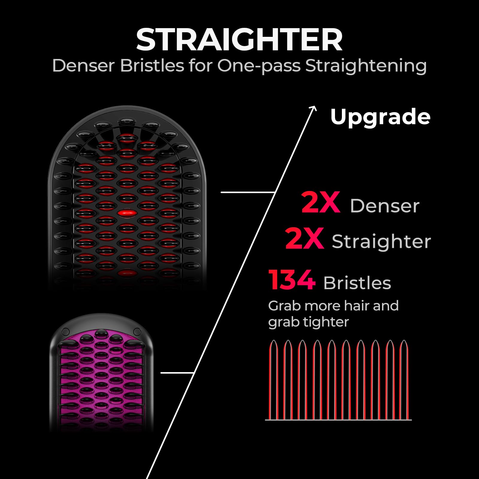 TYMO ceramic tourmaline bristles glide through hair to reduce snagging and add shine.