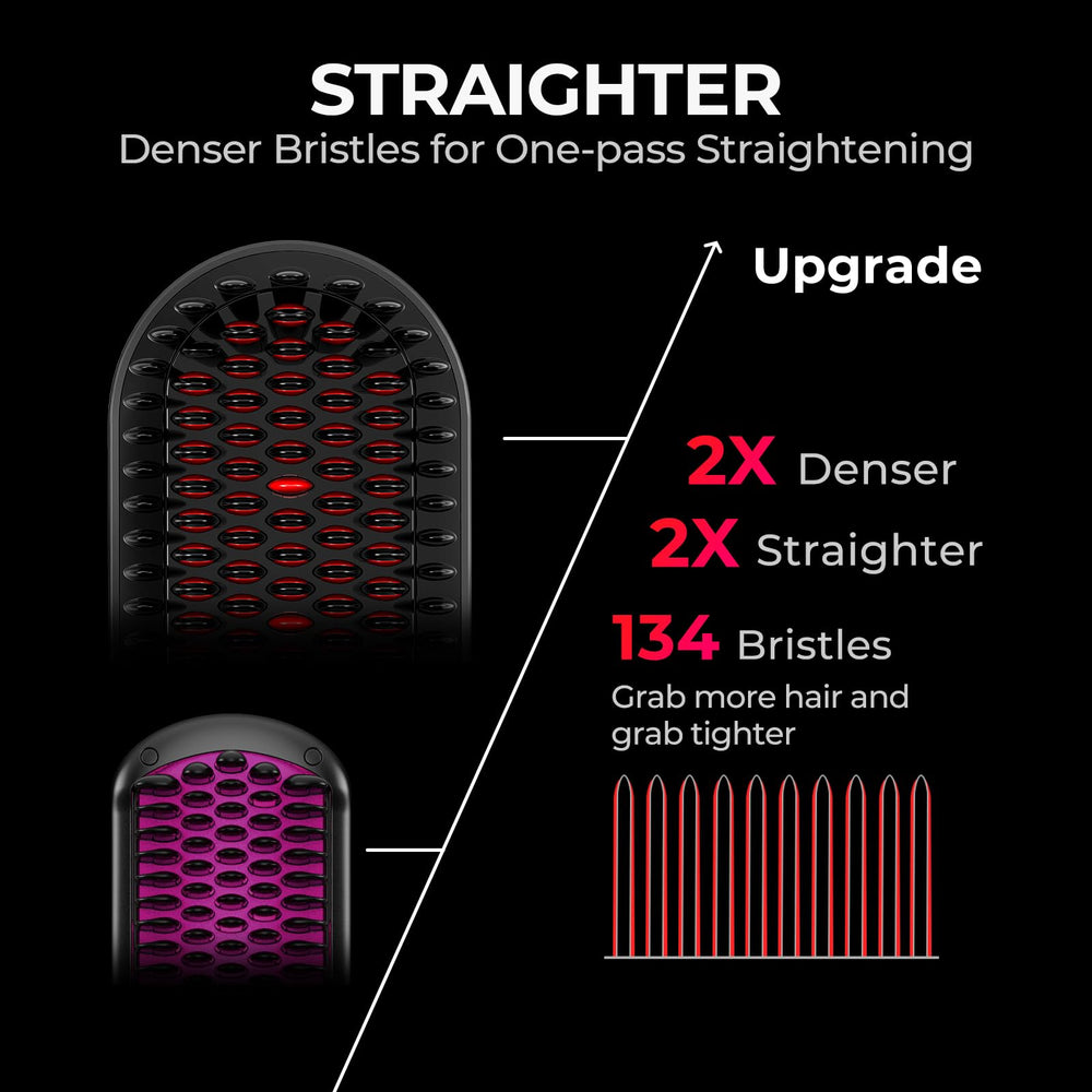 TYMO ceramic tourmaline bristles glide through hair to reduce snagging and add shine.