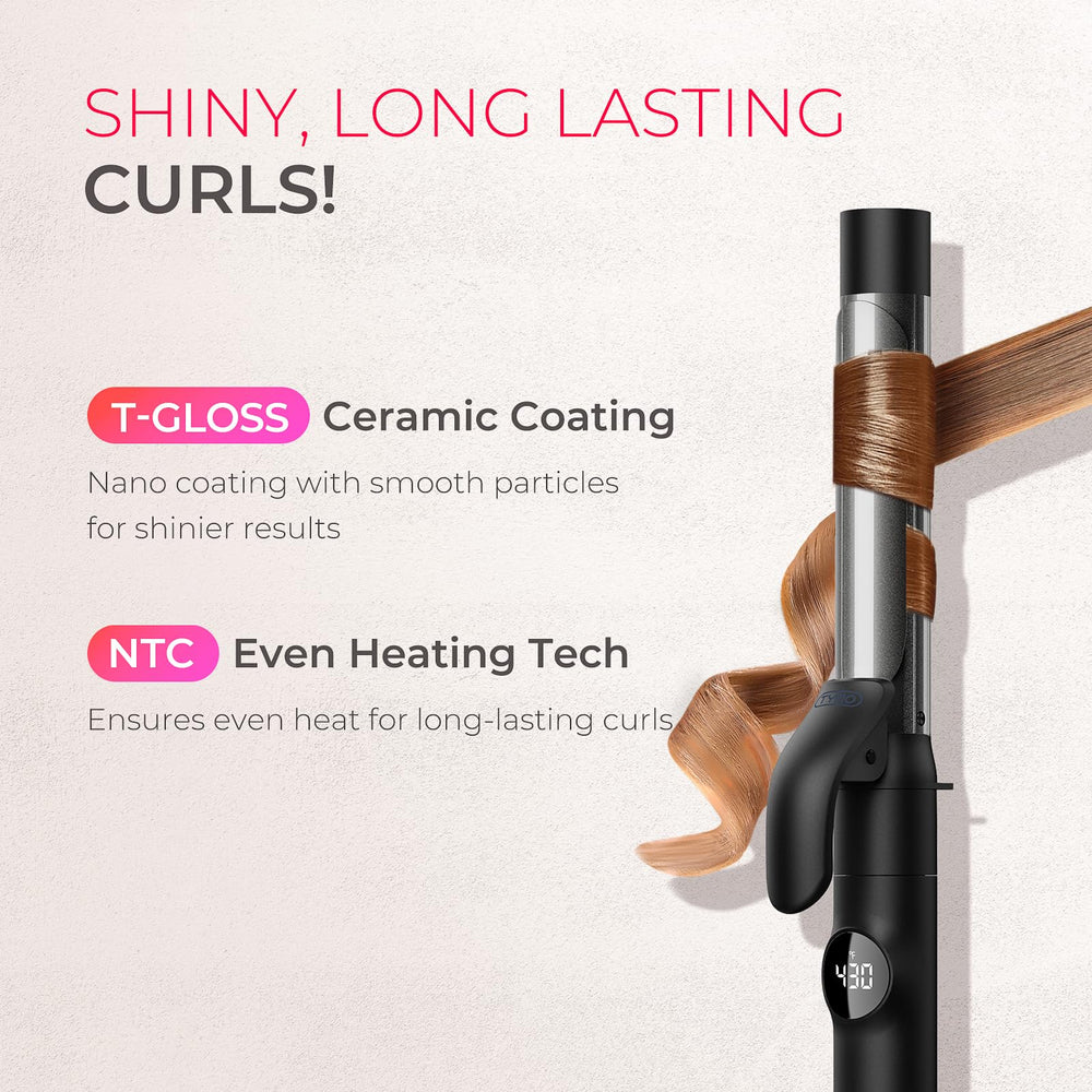 TYMO curling iron set dual-voltage design with LED display for travel styling