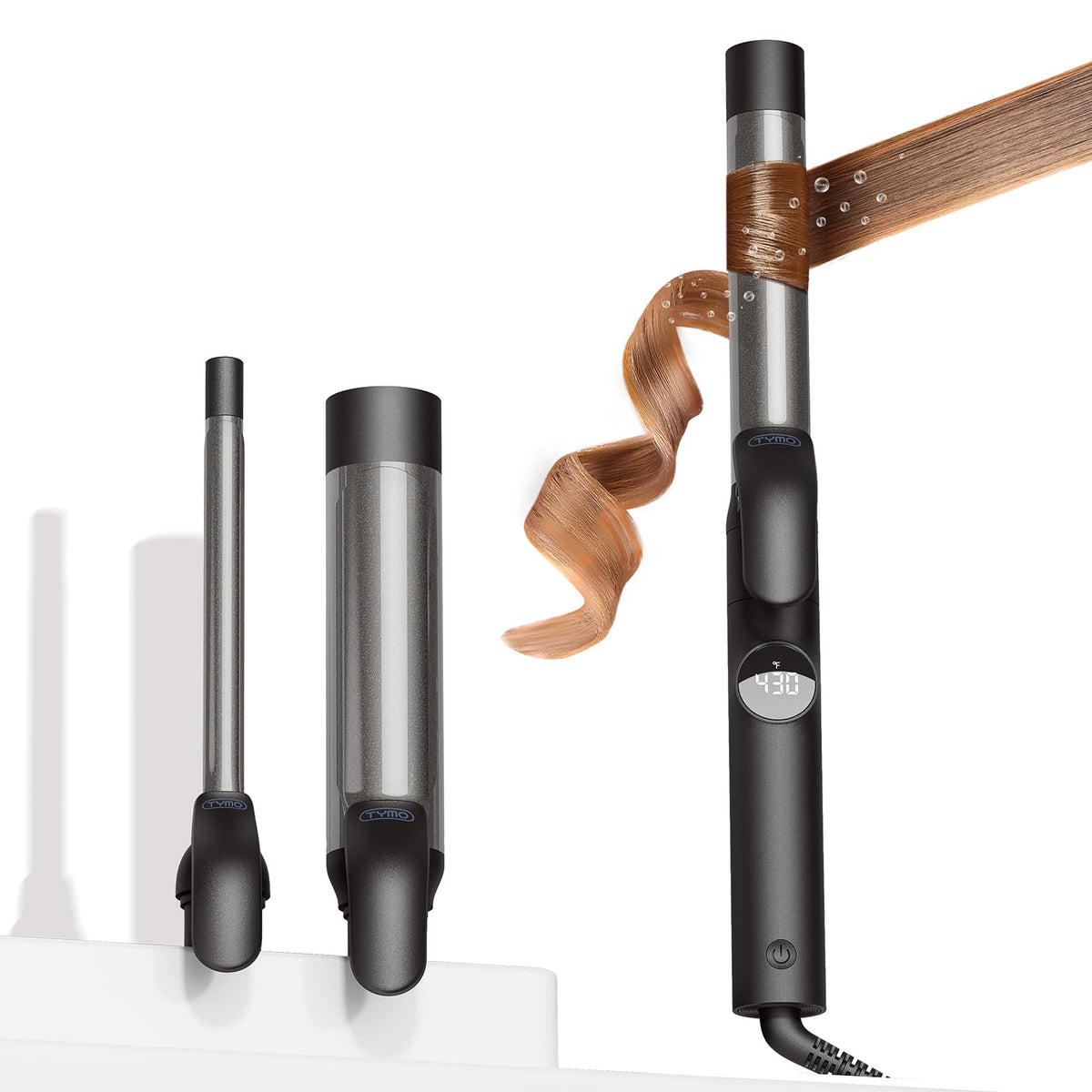 TYMO curling iron set half-inch barrel creates tight curls with precise control