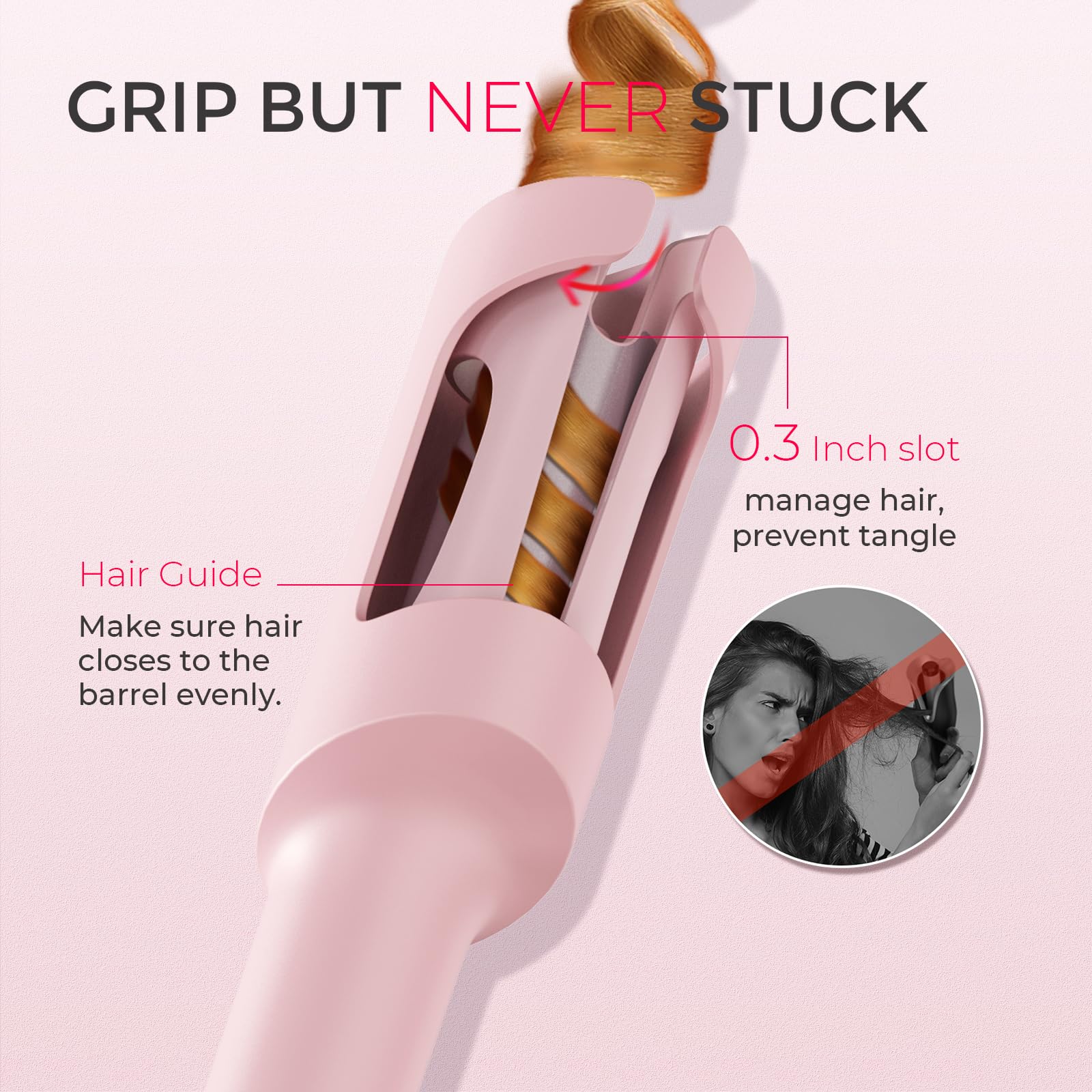 TYMO CurlPro 500-million ionic emission closeup promotes shiny, frizz-controlled finish