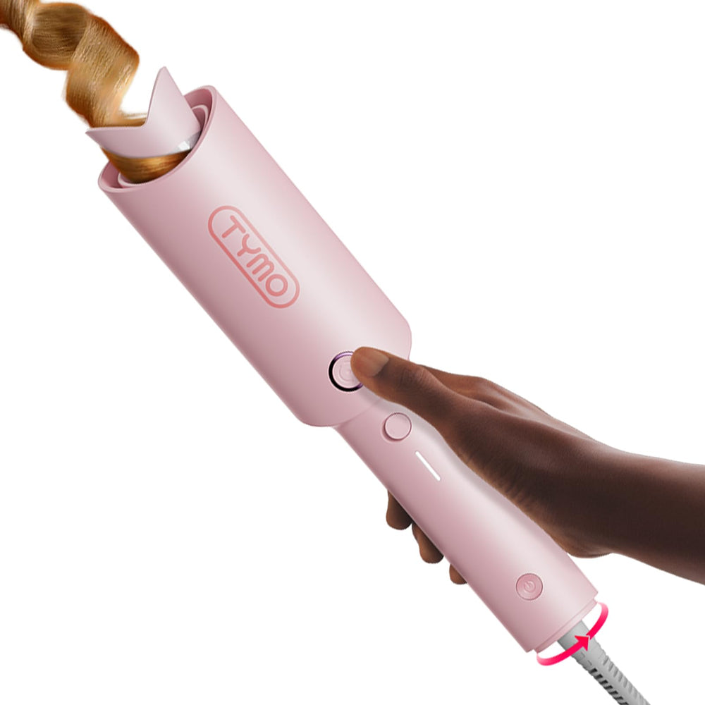 TYMO CurlPro automatic rotation closeup highlights one-click curls for fast beachy looks