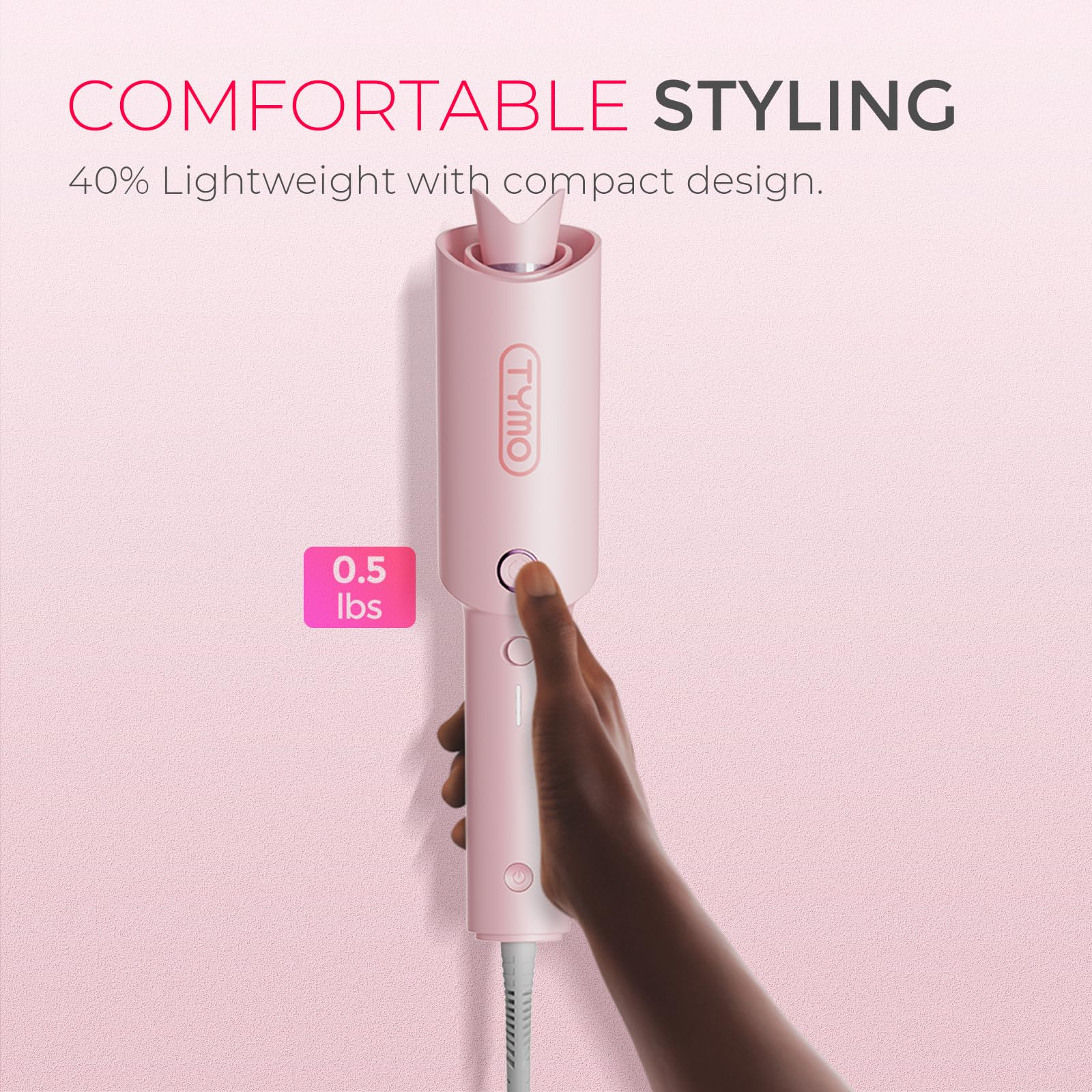 TYMO CurlPro ionic technology with 500 million ions for frizz reduction