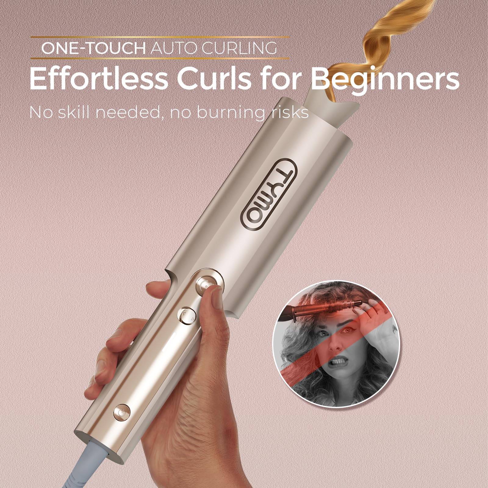 TYMO CurlPro Plus automatic curler in action delivering effortless curls