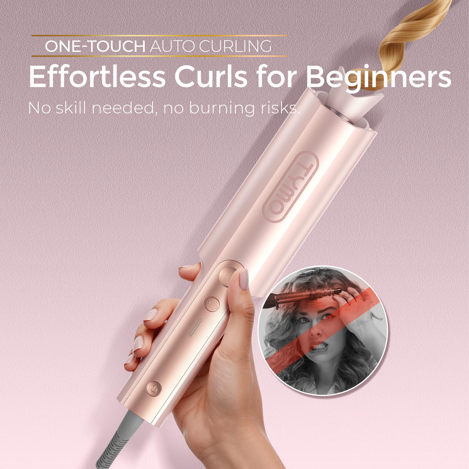 TYMO CurlPro Plus automatic operation demonstrating effortless curling