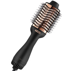 TYMO hair dryer brush front view in gold highlights versatile all-in-one styling