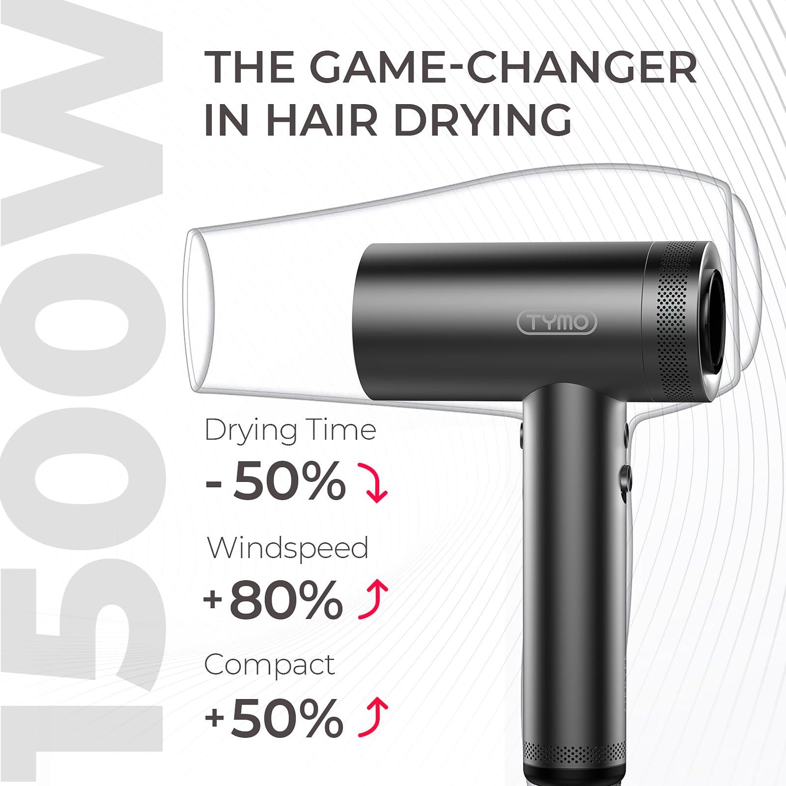 TYMO hair dryer comb nozzle helps lift and smooth hair.