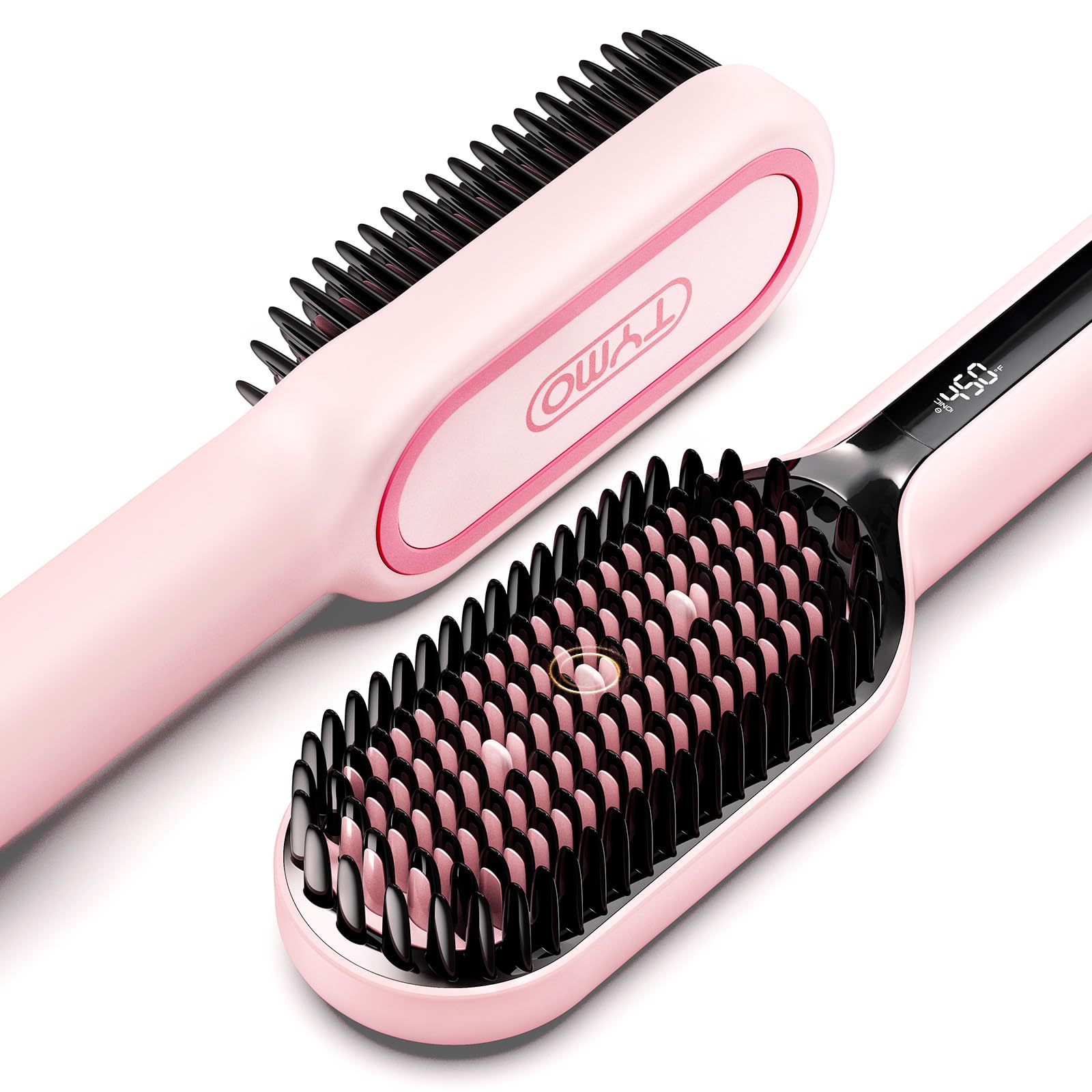 TYMO hair straightener brush dense bristles close-up for faster styling