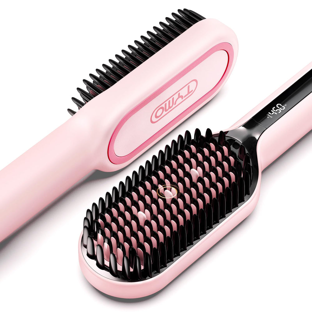 TYMO hair straightener brush dense bristles close-up for faster styling