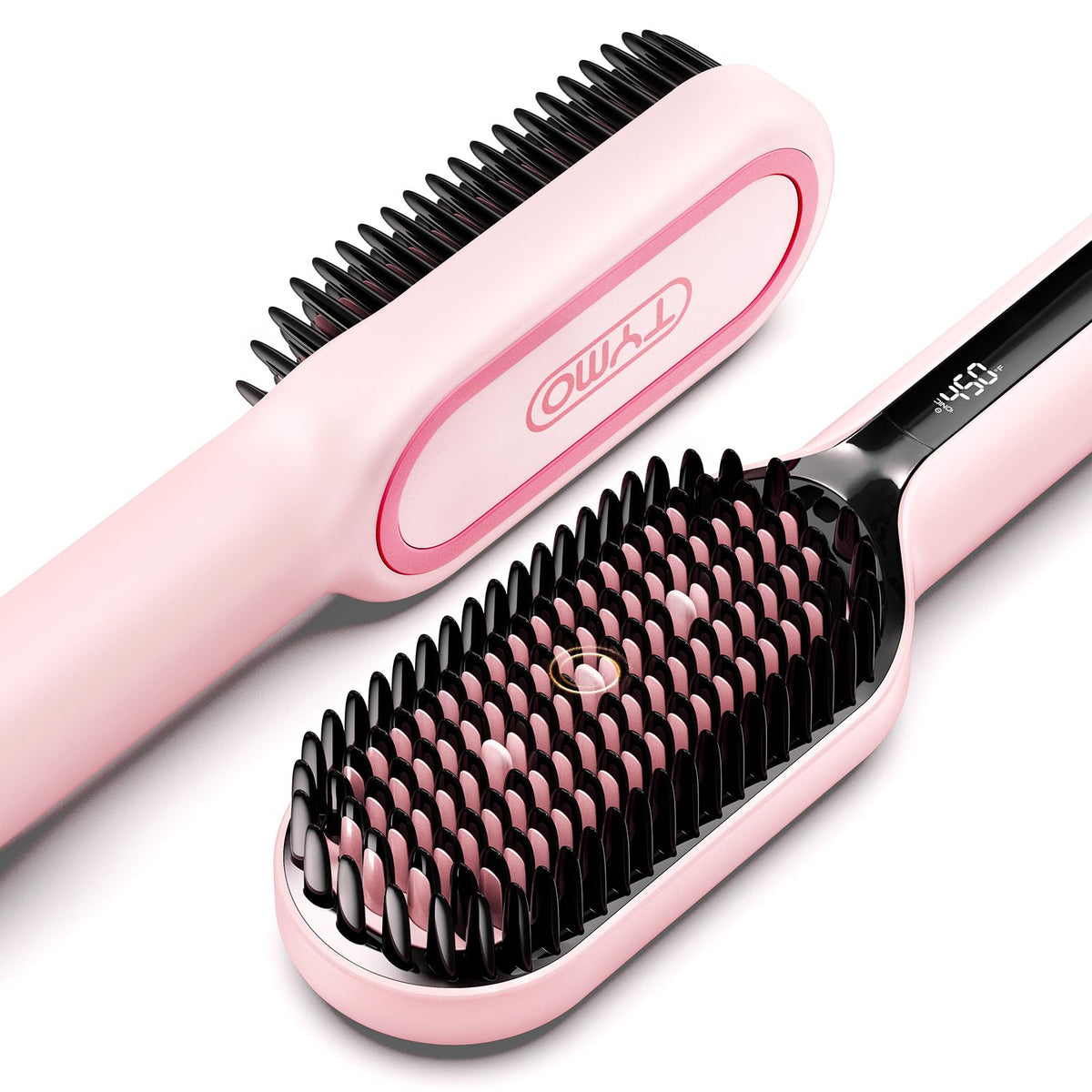 TYMO hair straightener brush dense bristles close-up for faster styling