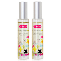 TYMO heat protectant bottle with argan oil nourishes hair during styling