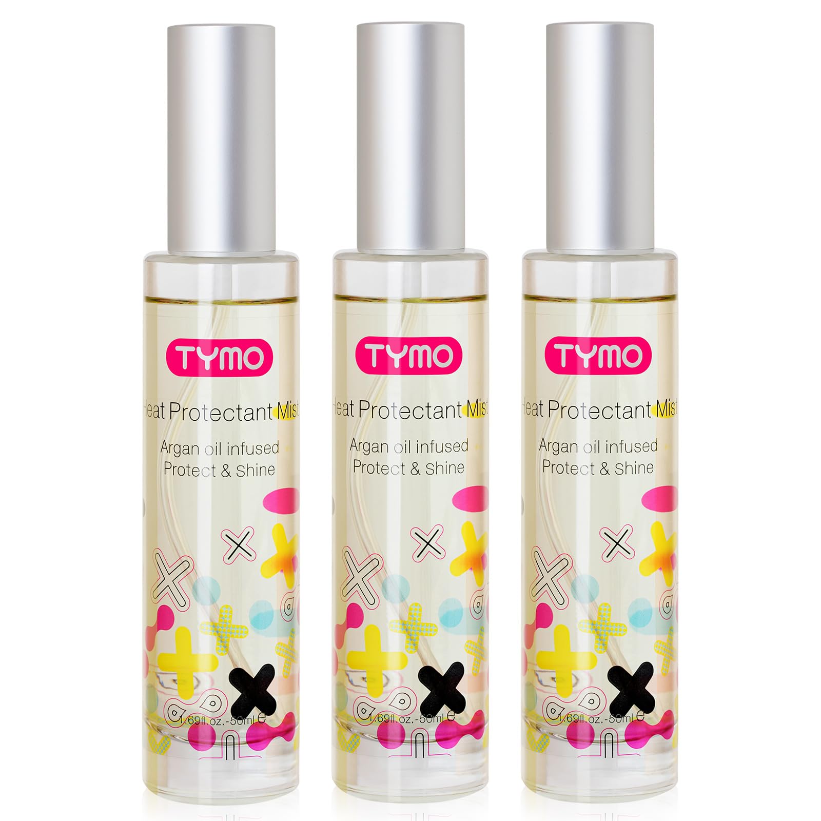TYMO heat protectant spray bottle shows lightweight protection for heat styling