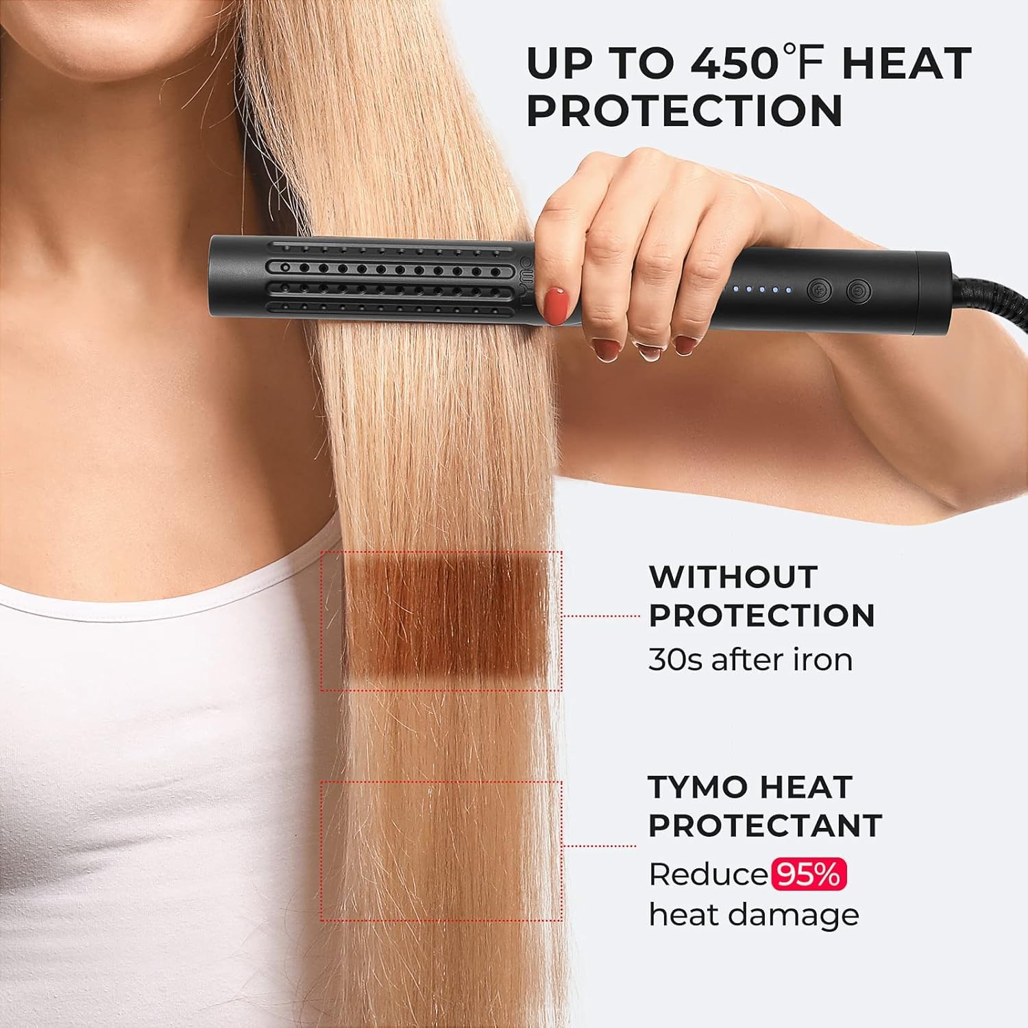 TYMO ingredient panel highlights argan oil and natural formula