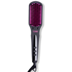 TYMO Ionic hair straightener brush with air-sandwich teeth for gentle, even heat styling.