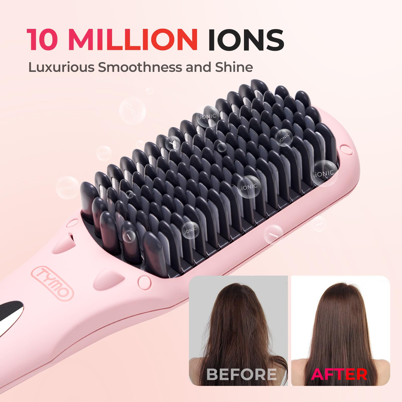 TYMO Ionic Hair Straightener Brush safety-auto-off reduces worry after styling