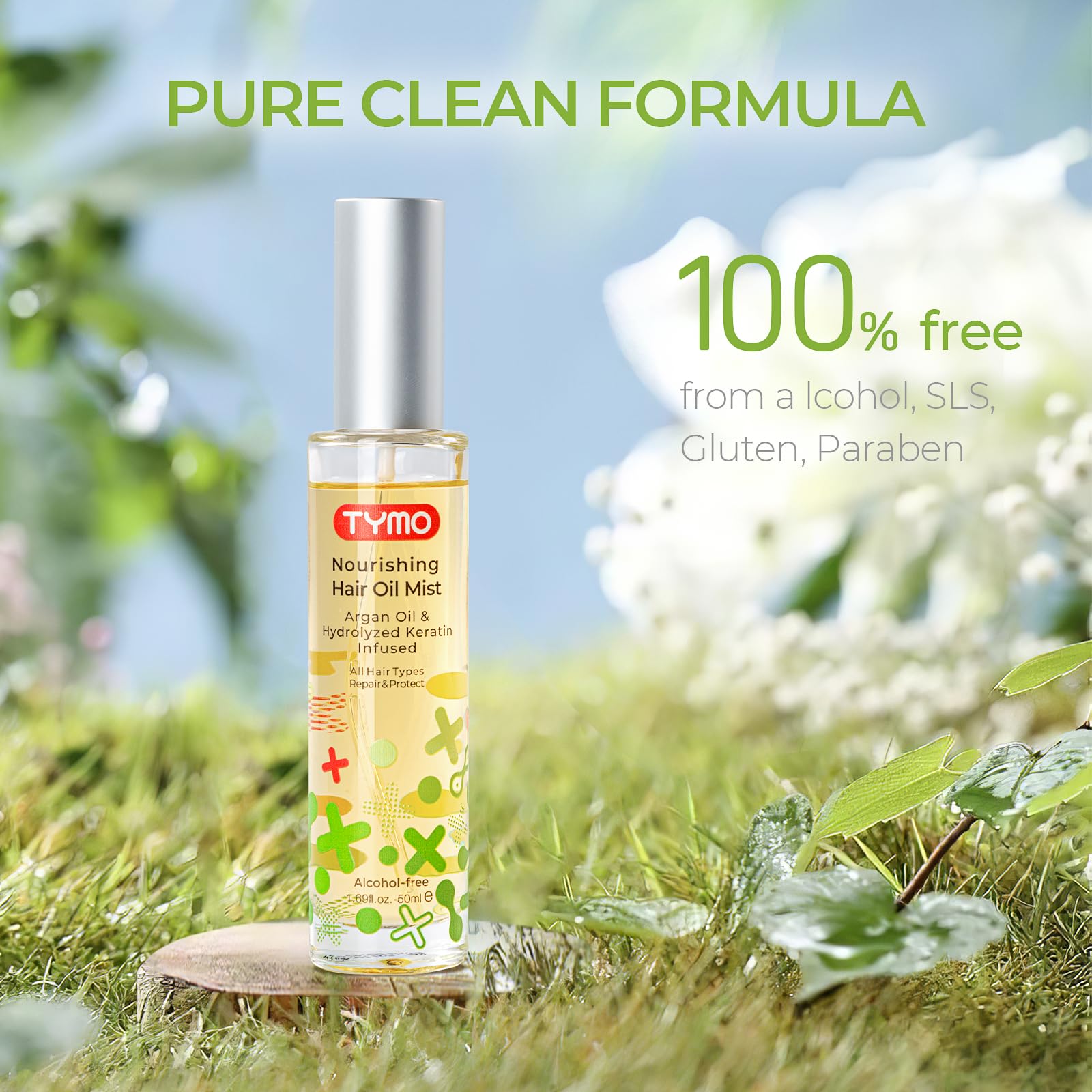 TYMO naturals-clean-formula emphasizes clean beauty and residue-free styling.