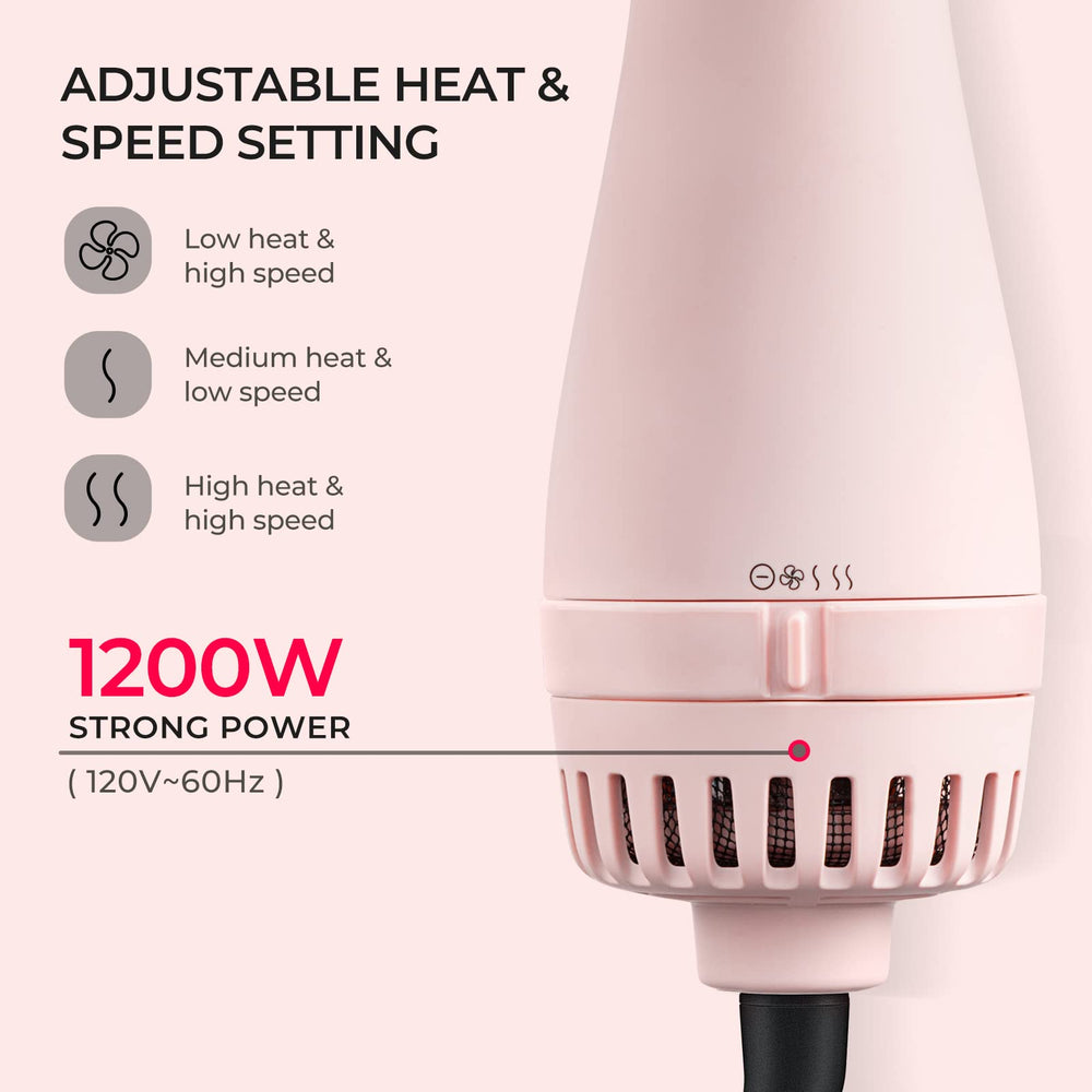 TYMO Pink Volumizer titanium barrel demonstrates even heat for smooth one-step styling.