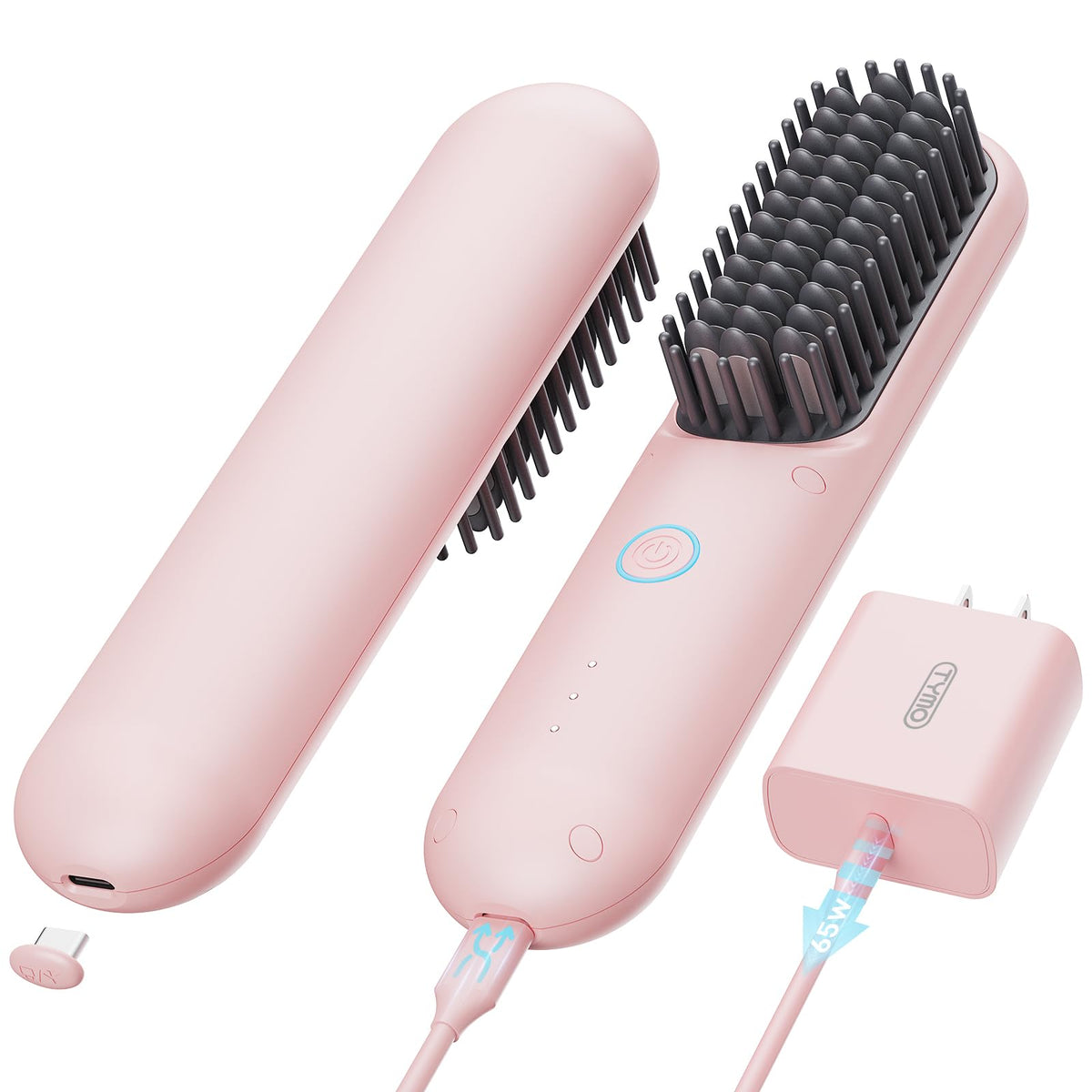 TYMO Porta Pro cordless straightener brush for travel touch-ups and smooth results.
