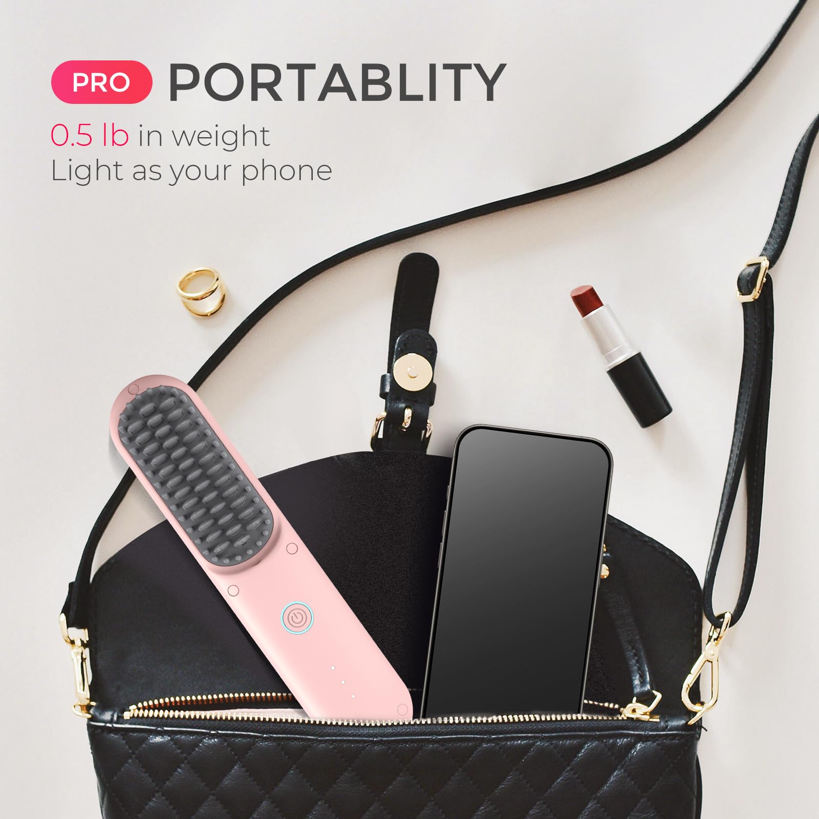 TYMO Porta Pro lightweight ergonomic handle for comfortable styling anywhere.