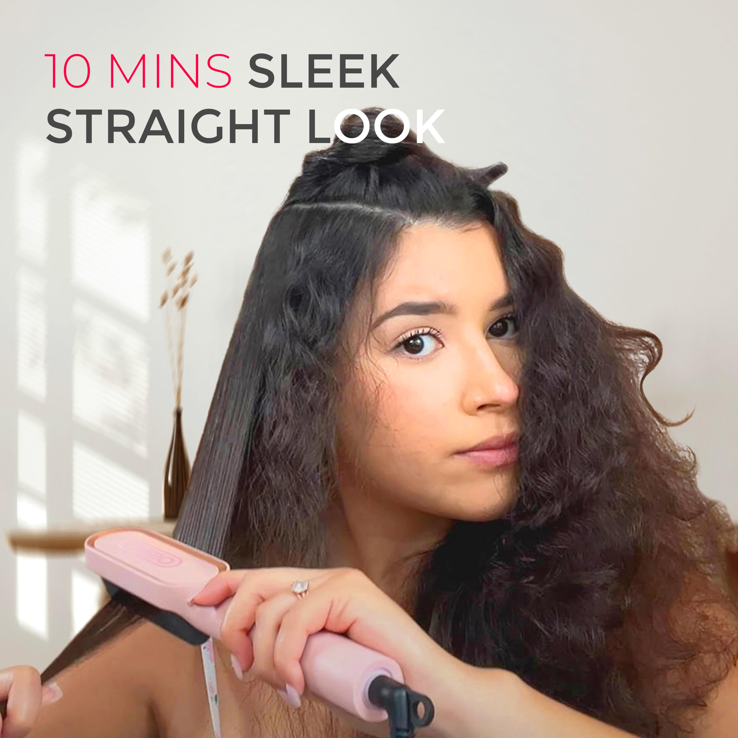 TYMO Ring Hair Straightener Brush 3D teeth close-up demonstrating dense contact for even heat.