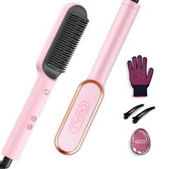 TYMO Ring Hair Straightener Brush pink sakura design for quick, stylish morning styling.