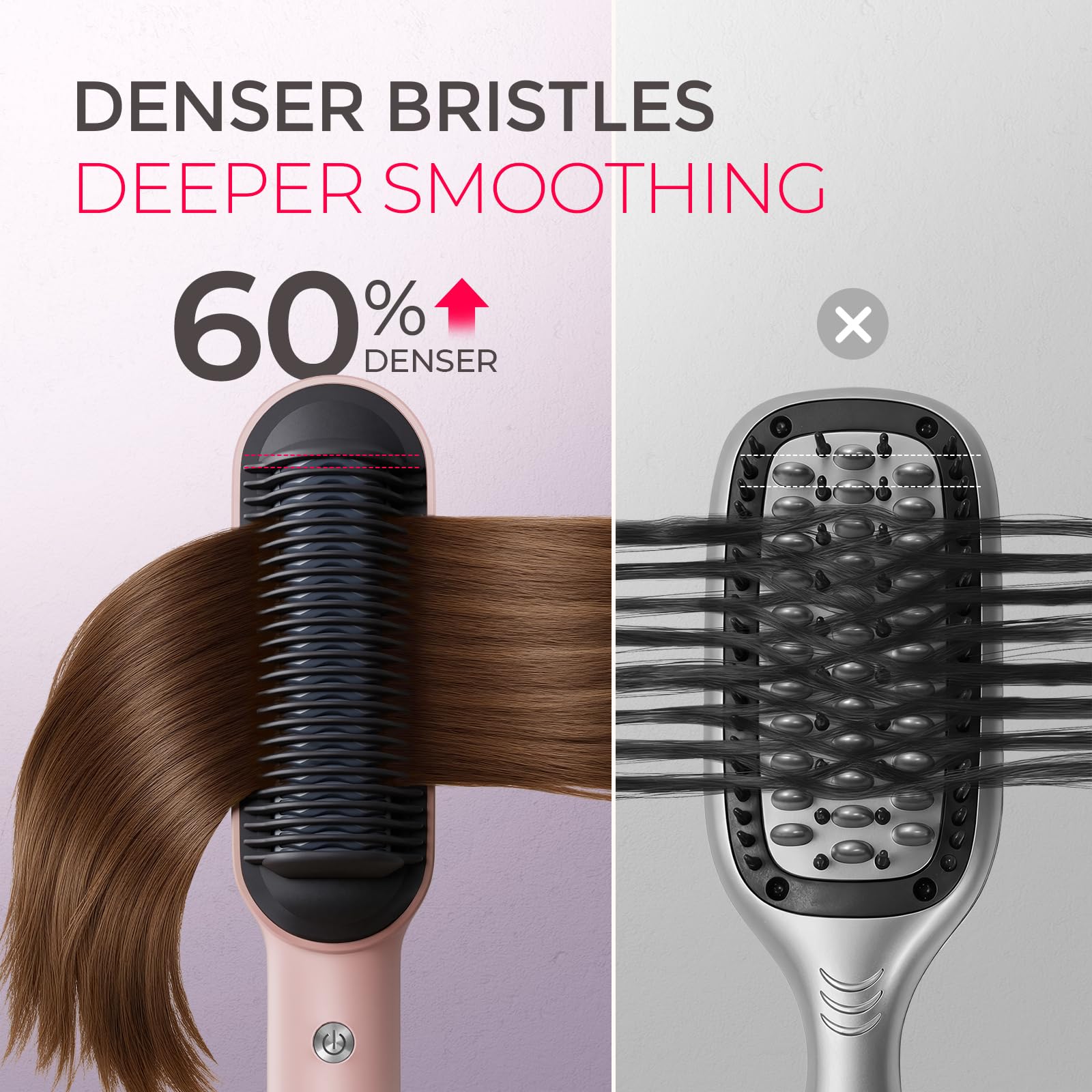 TYMO Ring Hair Straightener Brush PTC heating in 20 seconds for quick styling