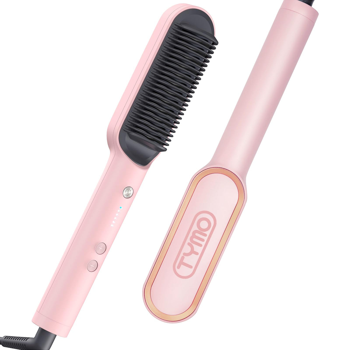 TYMO Ring Hair Straightener Brush Sakura Pink closeup shows stylish design for at-home styling