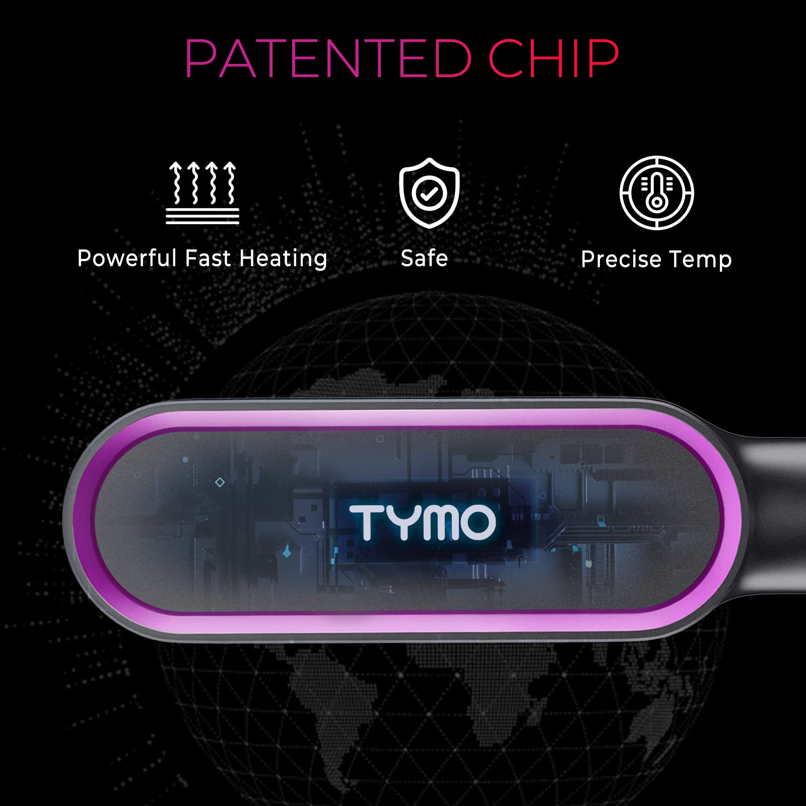 TYMO Ring close-up of 3D brush teeth and heating elements for even heat