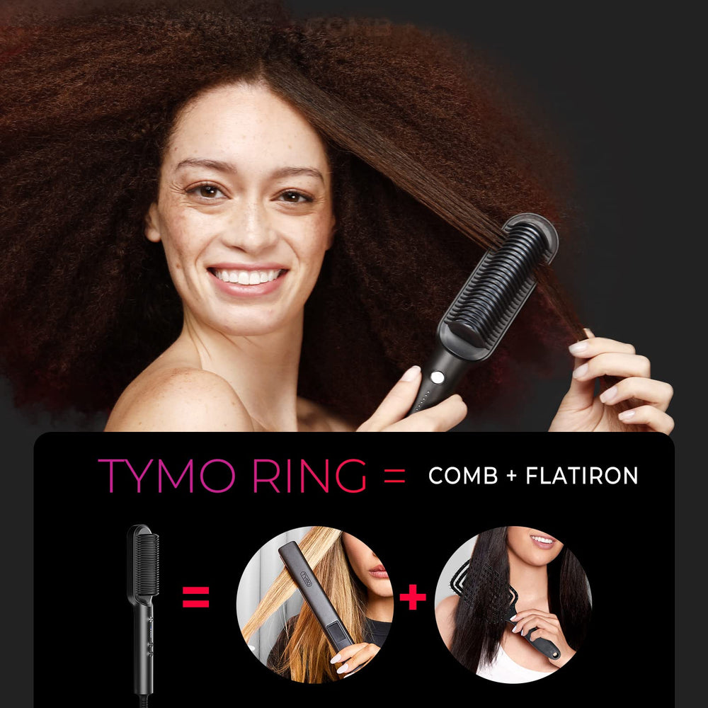 TYMO Ring hair straightener comb in hand for portable travel styling