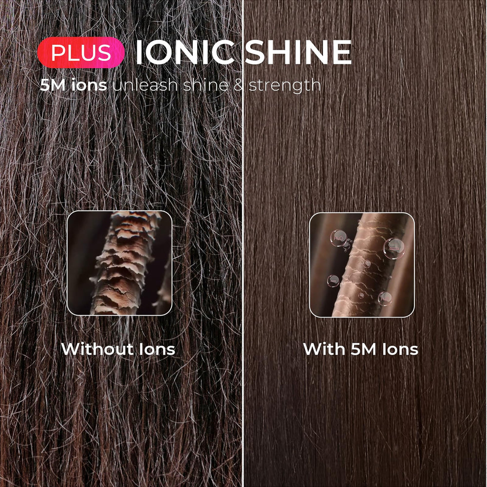 TYMO Ring Plus negative ions help lock in moisture for shinier hair.