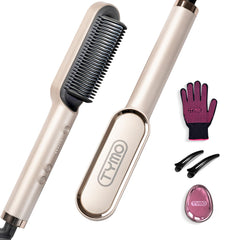 TYMO Ring Hair Straightener Comb top view in gold for salon-ready results