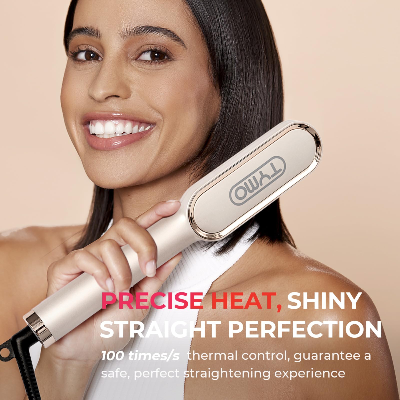 TYMO Ring Hair Straightener Comb heat settings up to 350°F for diverse hair types