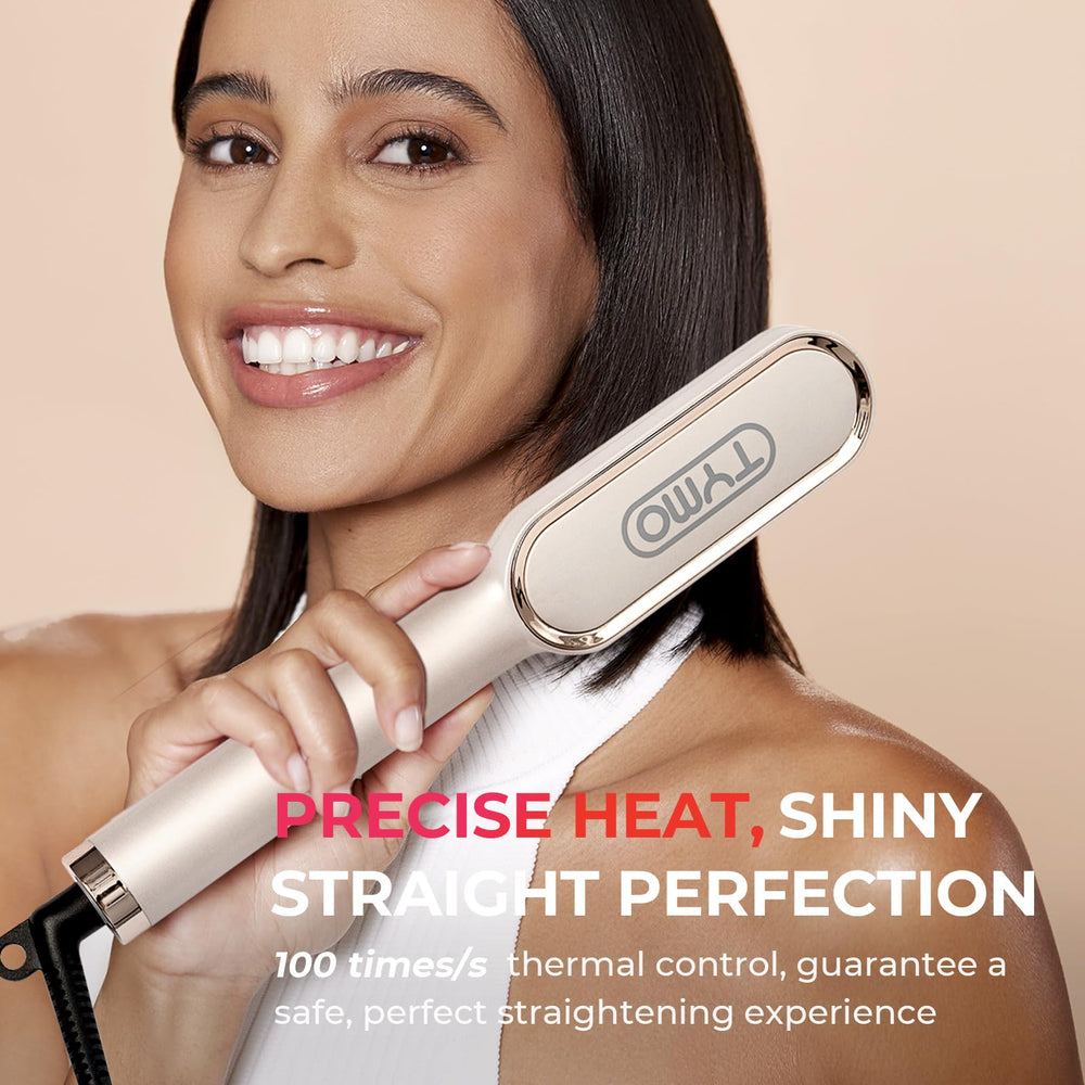 TYMO Ring Hair Straightener Comb heat settings up to 350°F for diverse hair types