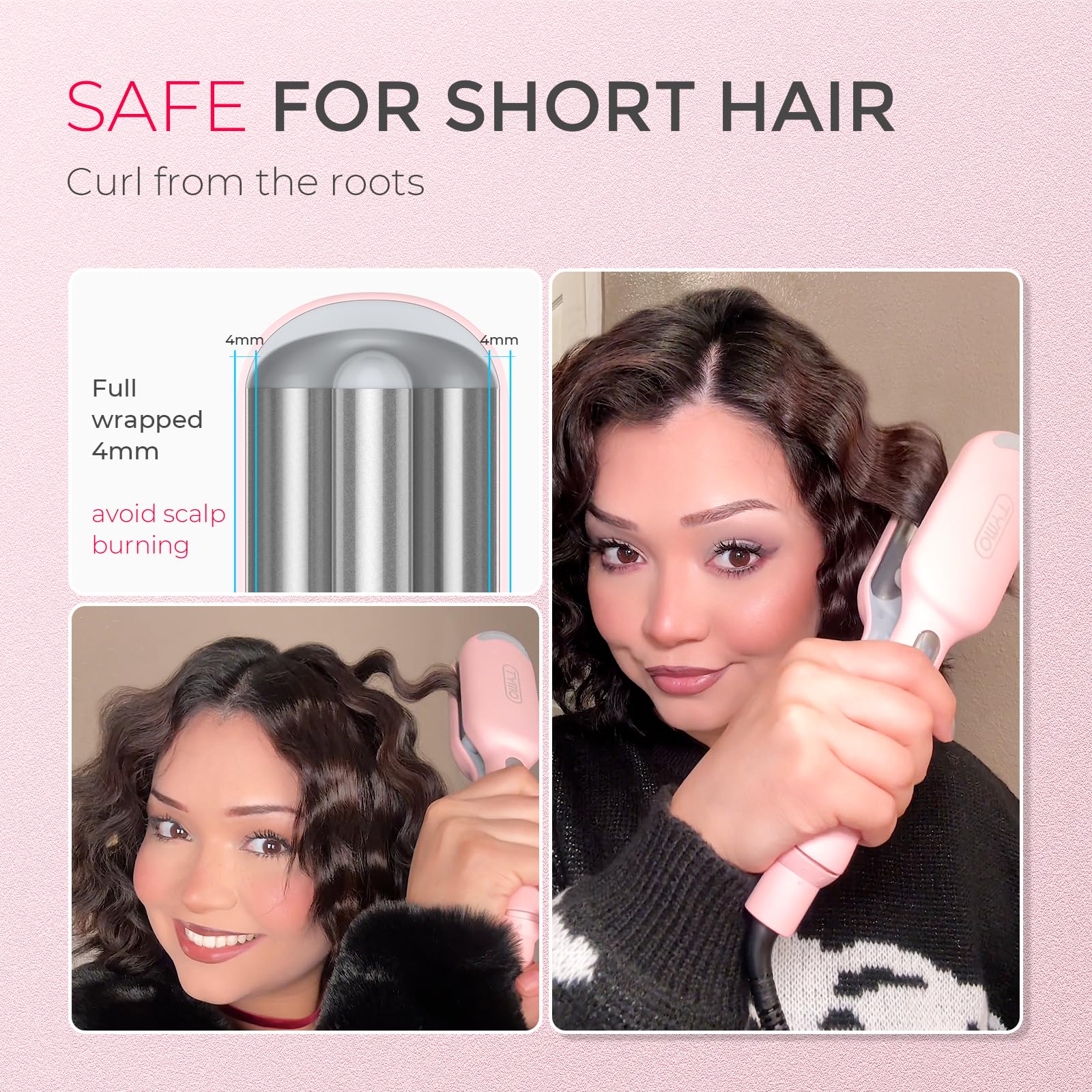 TYMO ROVY anti-scald design protects fingers during styling.