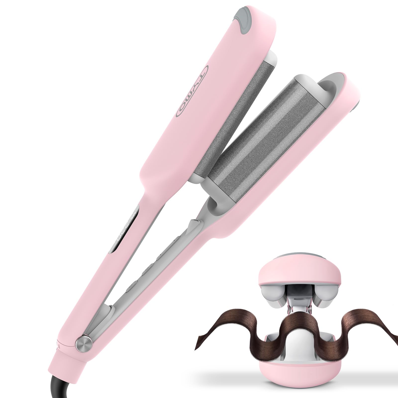 TYMO ROVY beach-waves-wand demonstrates quick, effortless beachy curls.