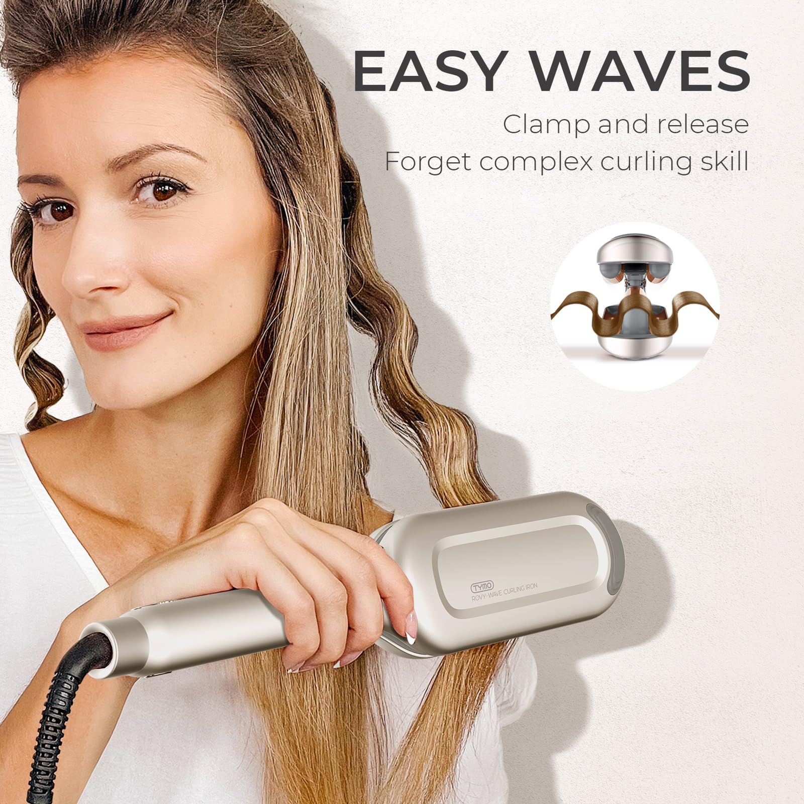 TYMO ROVY Ceramic 3-Barrel offers even heat for uniform curls.