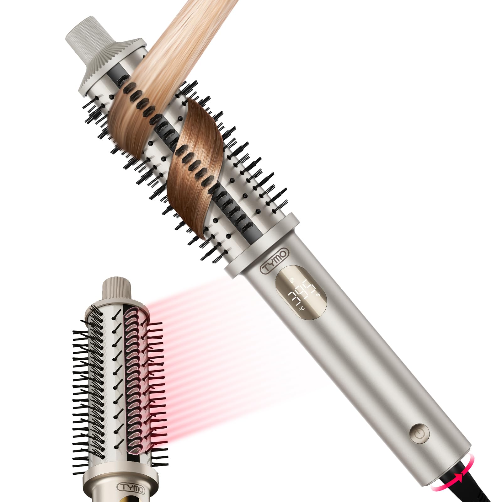 TYMO Stylux Pro closeup of bristles for smooth, voluminous blowouts.