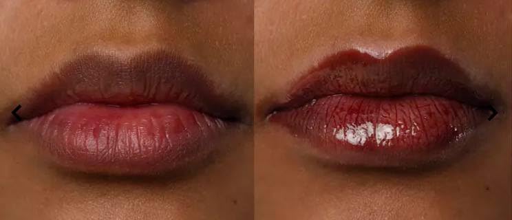 Typology lip oil ingredients close-up highlighting nourishing squalane, jojoba oil, and vitamin E.